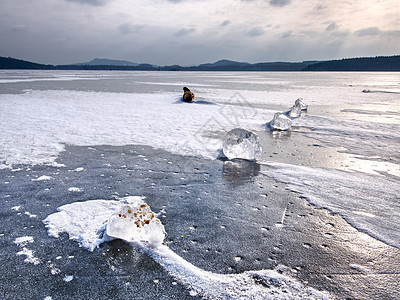 闪亮的碎冰碎片 浮冰的抽象静物脆皮森林蓝色季节模版艺术装饰品冻结天气玻璃图片