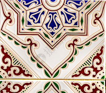 传统装饰性西班牙装饰瓦片在建筑物墙壁上的原始瓷砖历史锦缎古董马赛克艺术几何学建筑师遗产作品几何图片