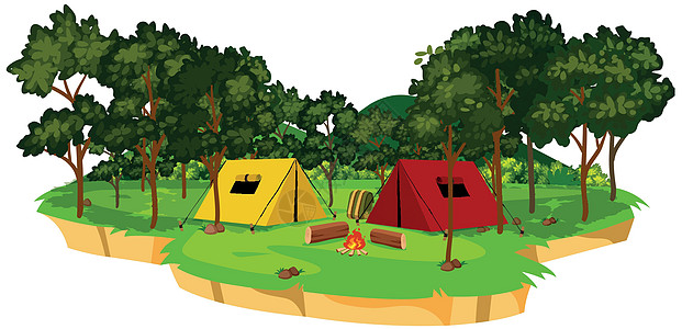 孤立的营地场景闲暇森林假期夹子活动野营公园绘画风景艺术图片