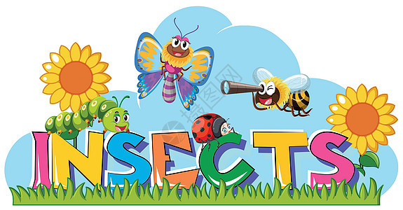 昆虫与许多昆虫的词图片