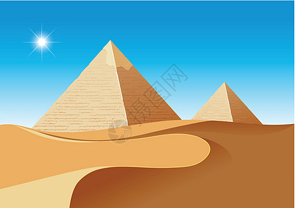 有金字塔的沙漠场景图片
