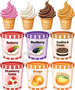 不同口味的冰淇淋和酸奶图片