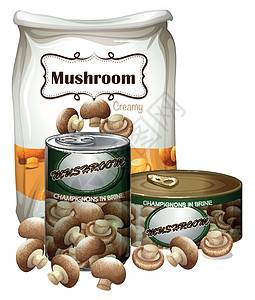 不同包装的蘑菇产品图片
