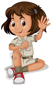 珀斯白色背景上可爱的动物园管理员公园微笑工人热带女士危险艺术工作插图朋友设计图片