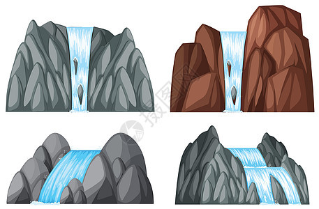 瀑布和岩石的四种模式图片