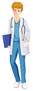 白色背景上的男护士绘画专家插图疾病临床护理医生男人夹子工作图片