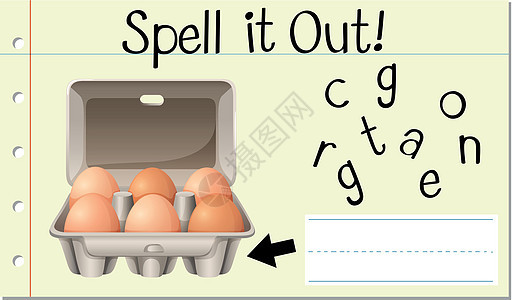 拼英文单词egg carto图片