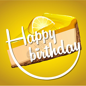 带柠檬芝士蛋糕的生日快乐卡模板图片