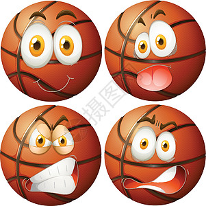 四种不同情绪的篮球图片