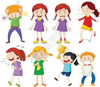 一套男孩和女孩的性格压抑艺术插图幸福卡通片快乐绘画夹子孩子唱歌图片