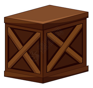 白色背景上的木箱棕色木板胸部插图木头贮存绘画夹子盒子艺术图片
