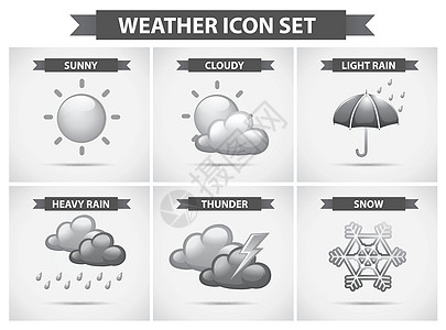 具有不同类型天气的天气图标图片