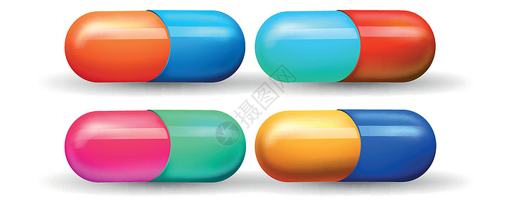 一套彩色胶囊药店治疗科学抗生素保健医疗化学药片制药药品图片