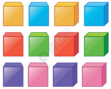 多种颜色的不同立方体盒图片