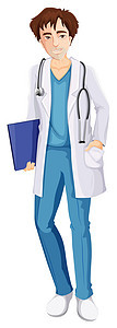 白色背景上的男护士保健专家工作外科治疗医师男人职业医院绘画图片