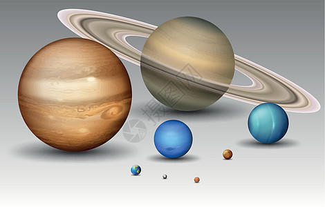 一套太阳系平面艺术海王星火星星系土星夹子天文学木星宇宙插图图片