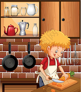 厨房里做饭的男人职业艺术绘画食物烹饪夹子菜单帽子卡通片午餐图片