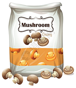 白色背景上的一袋蘑菇图片