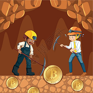 网络硬币挖矿和工作芯片钥匙金子金融互联网商业代码插图电子人货币图片