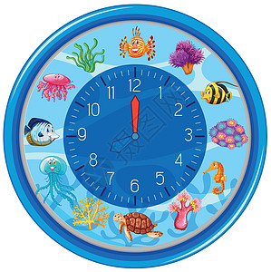 蓝色水下时钟模板图片