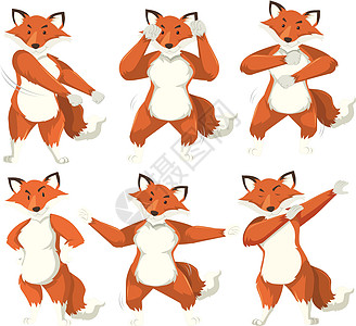 狐狸字舞姿动物舞蹈家快乐夹子野生动物绘画舞蹈艺术插图姿势图片