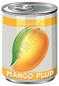 一罐芒果酱夹子绘画甜点午餐罐装水果食物艺术营养插图图片