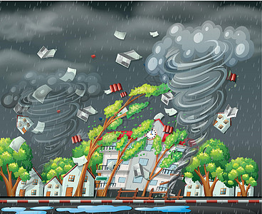 破坏性的龙卷风城市场景图片
