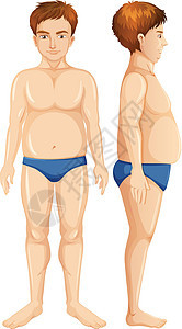白色背景上的胖男人身体图片