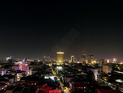 夜晚在坎波迪亚市的天际线建筑物摩天大楼城市日落市中心图片