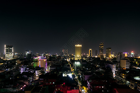 夜晚在坎波迪亚市的天际线建筑物城市摩天大楼市中心图片