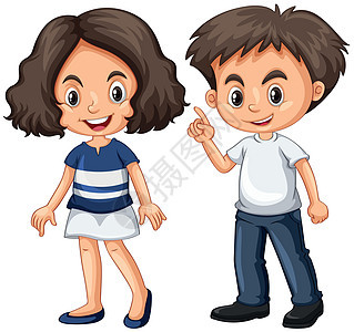 可爱的男孩和女孩快乐的脸剪裁小路学生插图绘画童年男生青年微笑艺术图片