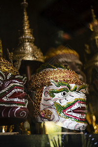 在坎波迪亚展示的传统的拉卡孔克霍尔赫马尔舞蹈面具宝塔艺术舞蹈手工文化高棉语舞蹈家遗产图片