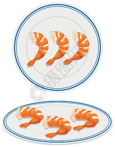 白色盘子上的尖纹夹子对虾营养小路剪裁午餐晚餐早餐插图食物图片