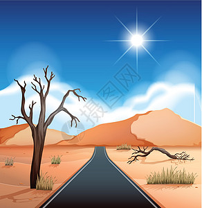 沙漠中的一条路插图岩石假期旅行石头运输艺术夹子太阳荒野图片