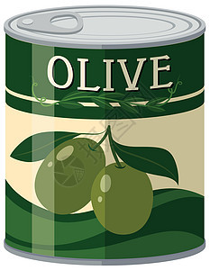 铝罐中的橄榄绘画夹子杂货店剪裁包装艺术产品食物小路蔬菜背景图片
