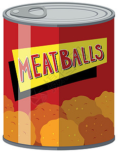 肉罐头铝制肉丸夹子剪裁食物杂货店烹饪插图铝罐包装小路产品插画