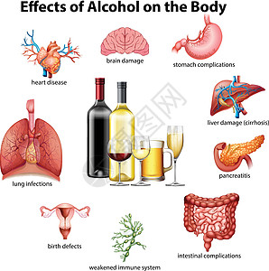 酒精对身体的影响损害感染免疫系统绘画生物学心脏病精神治疗艺术夹子图片