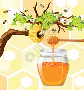 蜜蜂在蜂箱周围飞来飞去绘画蜂蜜漏洞夹子动物翅膀热带花蜜食物蜂窝图片
