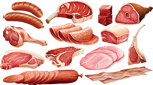 不同类型的肉制品高清图片