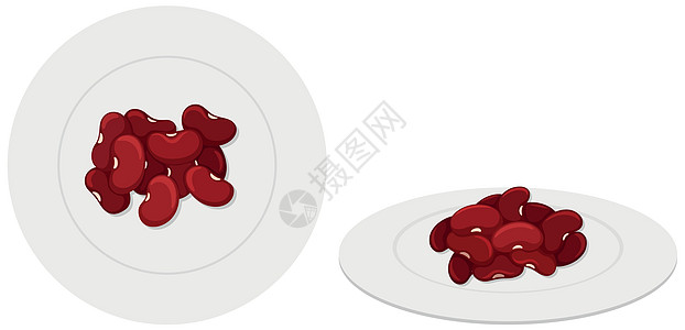 盘子里的红豆蔬菜红色豆子圆形绘画食物小路剪裁种子插图图片