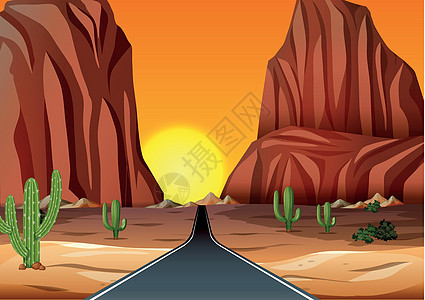 沙漠中的日落与 roa背景图片