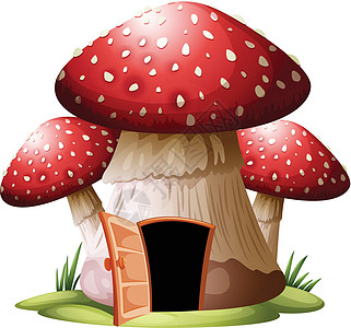 白色背景上的蘑菇屋图片
