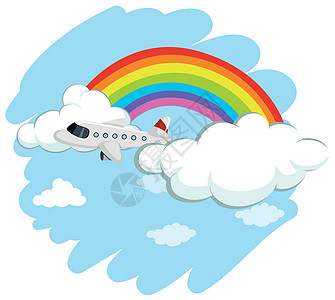 飞越彩虹的飞机图片