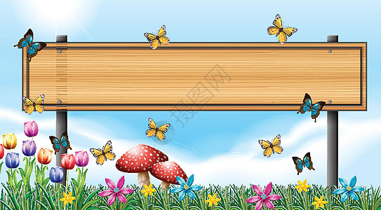 木牌模板与前卫的蝴蝶图片