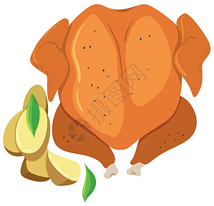 烤鸡和烤土豆食物午餐插图绘画菜单小路艺术夹子剪裁蔬菜图片