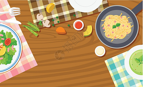 桌上有食物的背景设计图片