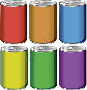 六种颜色的铝罐图片