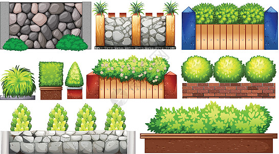 隔离墙和栅栏的不同设计插画