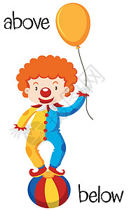 above 和 belo 的反义词孩子教育马戏团绘画小丑气球意义艺术插图小路图片