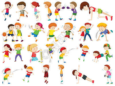 孩子们在 se 中锻炼和活跃面具绘画青少年女孩运动团体插图小路剪裁跑步图片